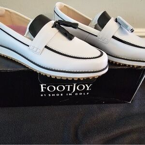 FootJoy White and Black Tassel Golf Loafers